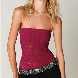 Free People Honey Textured Tube Top Rasberry